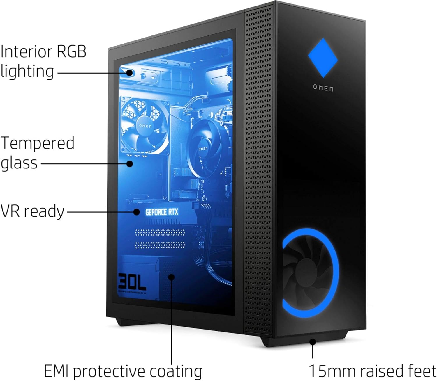 OMEN 30L Gaming Desktop Gamer Tower, AMD Ryzen 7 3700X Processor, NVIDIA GeForce RTX 2060 6GB Graphics Card (16GB DDR4 RAM | 256GB PCIe SSD | 1TB HDD) WiFi Bluetooth Windows 10 Bundle JTD Mouse Pad